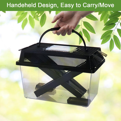 NANEEZOO Cricket Keeper, Equipped with Water & Food Feeding Dish, High Transparency Cricket Pen