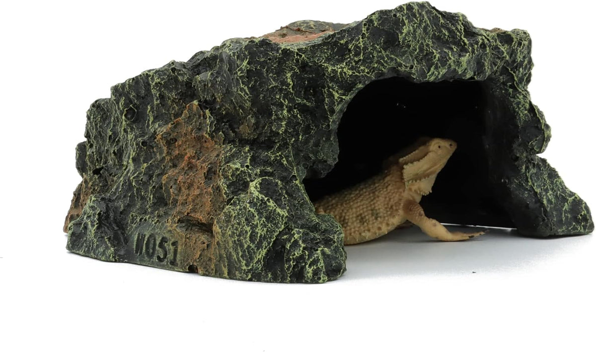 JIHAQUA Reptile Rock Hide Cave, Aquarium Habitat Decor Rock Tortoise Hideout for Lizards, Turtles