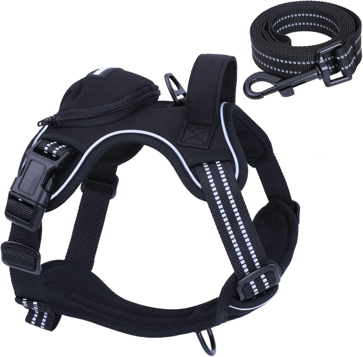 No Pull Dog Harness for Medium Dogs, Adjustable No Choke Pet Vest with Dog Leash Fit Smart