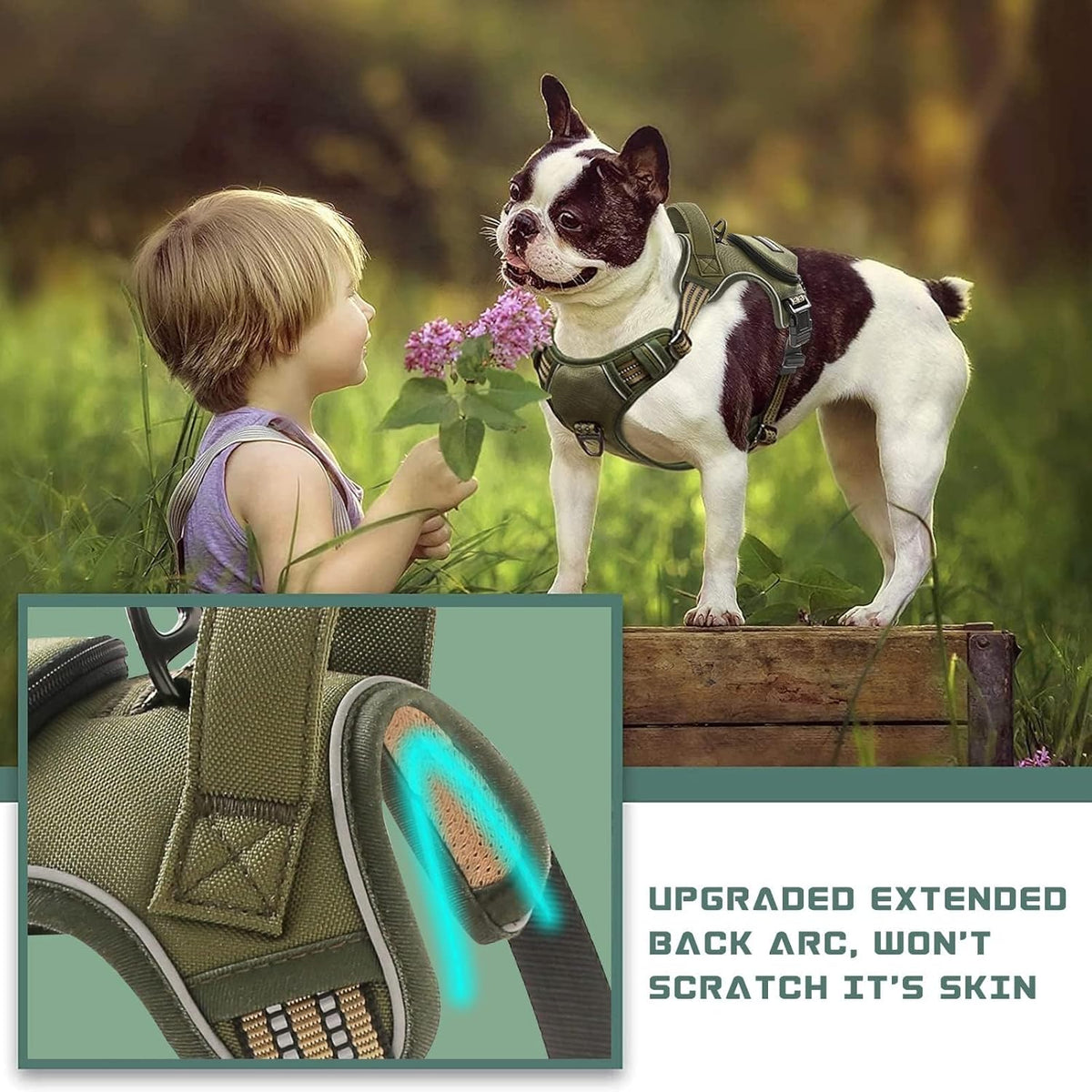No Pull Dog Harness for Large Dogs, Adjustable No Choke Pet Vest with Dog Leash Fit Smart