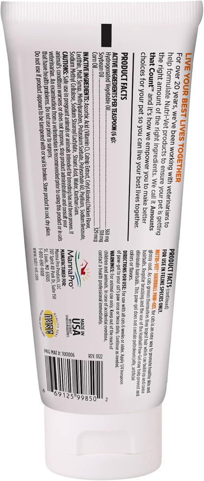 Nutri-Vet Hairball Paw Gel, Cat Hairball Remedy, Kitten Supplies, Hair Ball Relief for Cats, Fur