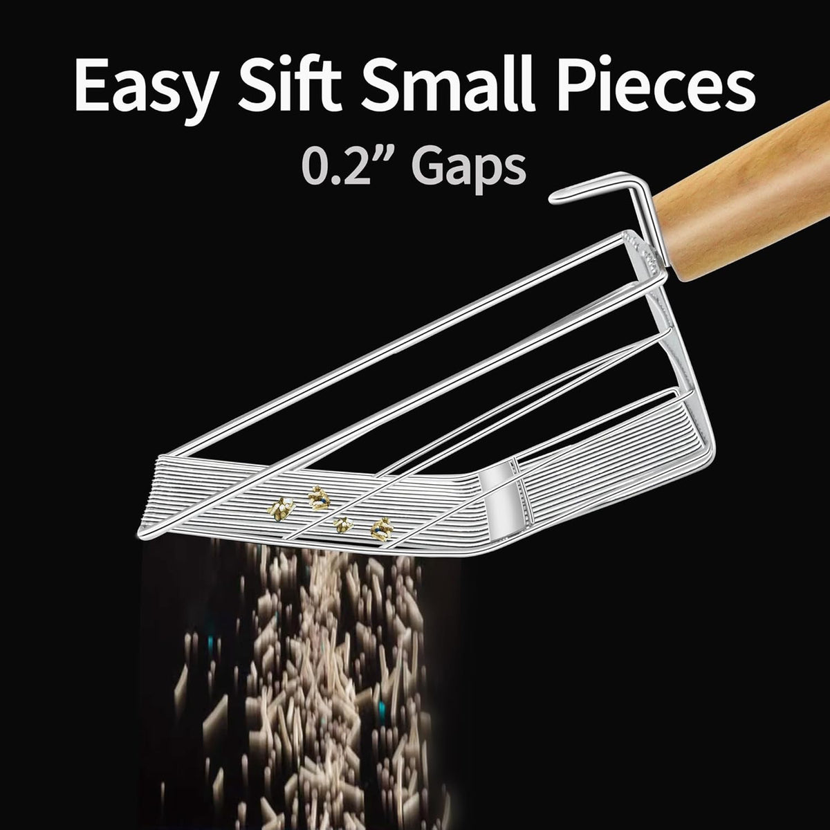 UFECODO Fast Sifting Cat Litter Scoop with Holder Stand, 2 Widths of Slots Stainless Steel Poop