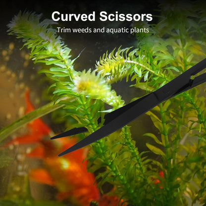 Tifanso Aquarium Aquascape Tools Kit - 4 in 1 Terrarium Decor Supplies with Long Tweezers Feeding