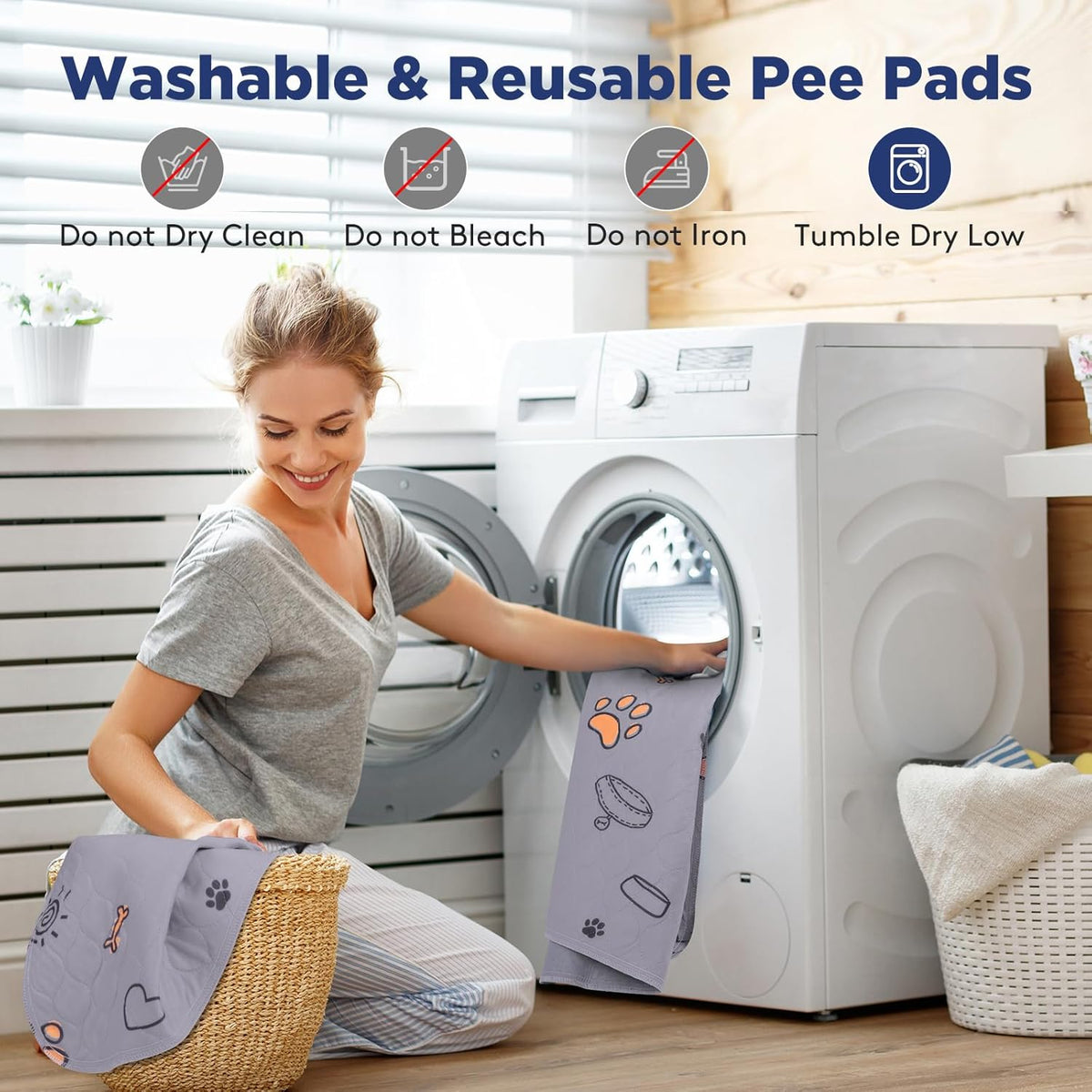 Washable Pee Pads for Dogs, 2 Pack Large 34"x36" Super Absorbent Reusable Puppy Pads Pet Training