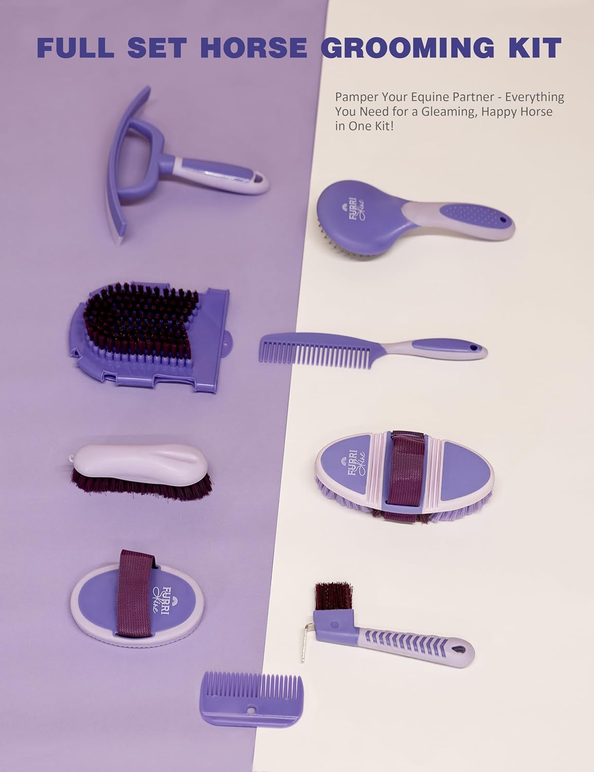 11PCS Horse Grooming Kit Curry Comb Sweat Scraper Horse Bathing Supplies Grooming Tools with