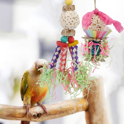 Wontee Bird Toys Colorful Shredding Crinkles Foraging Toys Natural Sola Ball for Parrots Cockatiels