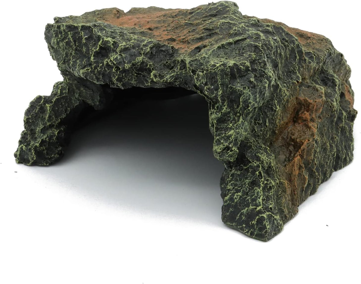 JIHAQUA Reptile Rock Hide Cave, Aquarium Habitat Decor Rock Tortoise Hideout for Lizards, Turtles