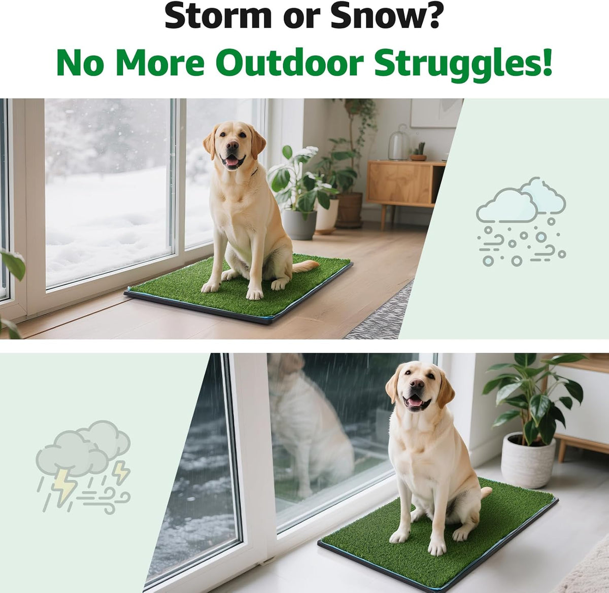 Dog Grass Pad with Tray,35.5” x 23.6” Indoor Dog Potty System 2 Pics Replacement Artificial Grass