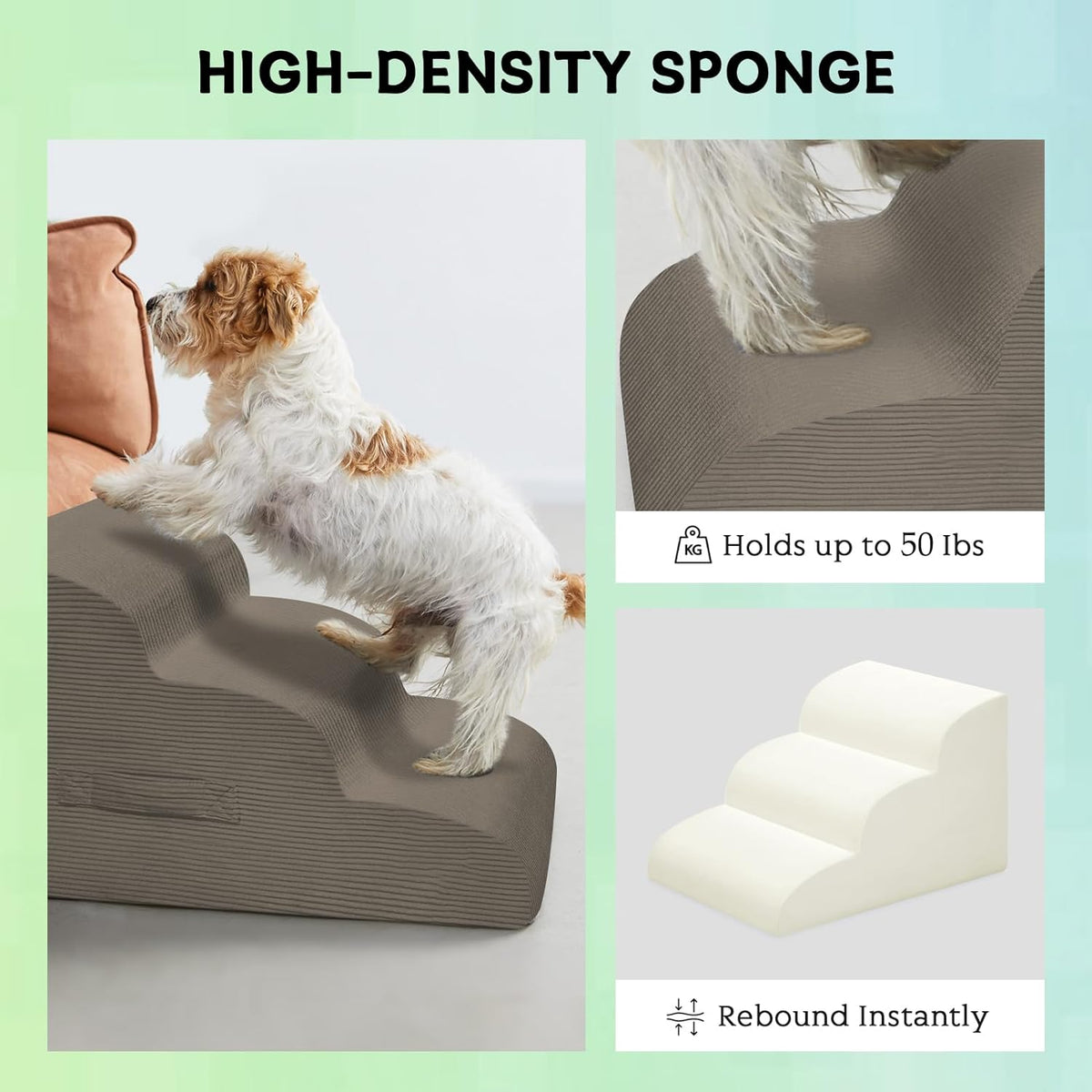 Dog Steps for Small Dogs, 4-Step Pet Ramp Stairs for High Beds and Sofa, Non-Slip Pet Stairs for