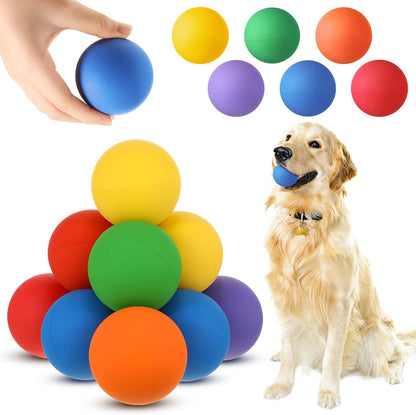 Shappy 12 Pieces Rubber Dog Tennis Balls for Dog Colorful Catching Pet Balls for Fetch Training 2.4