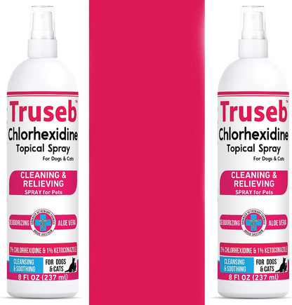 Truseb Topical Ketoconazole and Chlorhexidine Spray for Dogs, Cats, and Horses with Essential Fatty