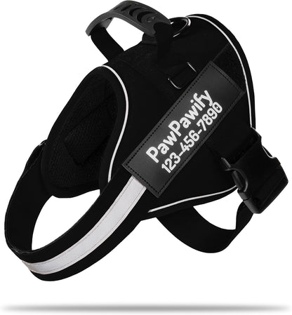 PawPawify Custom No Pull Dog Harness with Name and Phone Number, Heavy Duty Personalized Pet Vest