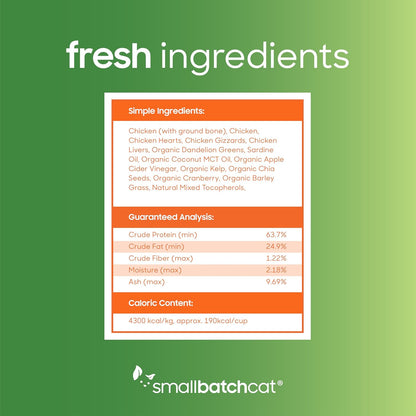 smallbatch Pets Freeze Dried Cat Treats, Raw Dry Cat Food Bites, Chicken Recipe, High Protein Food