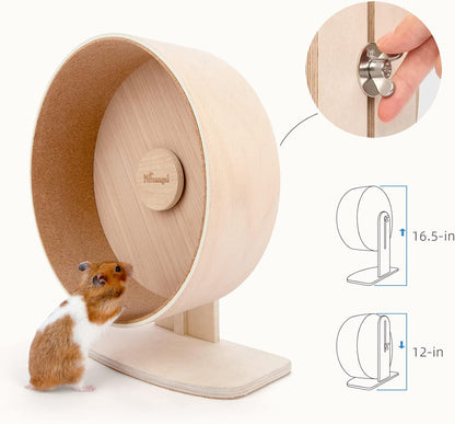 Niteangel Wooden Hamster Exercise Wheel: - Silent Hamster Running Wheel for Hamsters Gerbil Mice