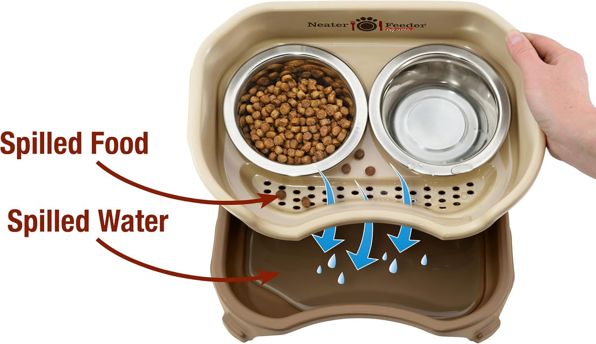 Neater Feeder Express Mess Proof Cat Bowls Elevated, No Spill Feeding Station, Stainless Steel