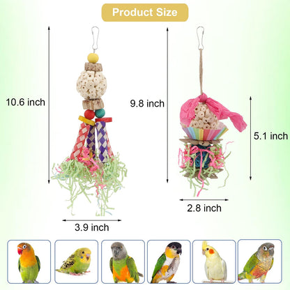 Wontee Bird Toys Colorful Shredding Crinkles Foraging Toys Natural Sola Ball for Parrots Cockatiels