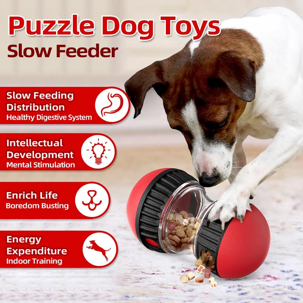 Dog Puzzle Toys, Rolling Treat Dispensing Ball, Brain Stimulation & Slow Feeder, Dog Enrichment