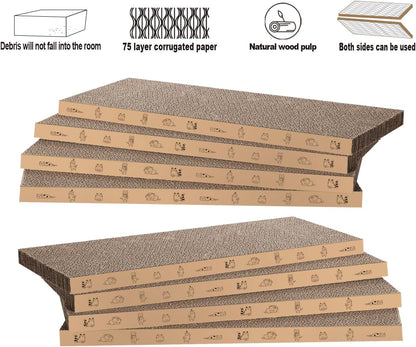8 Packs in 1 Cat Scratch Pad, Cat Scratcher Cardboard,Reversible,Durable Recyclable Cardboard
