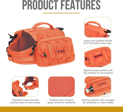 ONETIGRIS Dog Backpack for Medium & Large Dogs, Nylon Backpack for Dogs Tactical Pet Backpack with