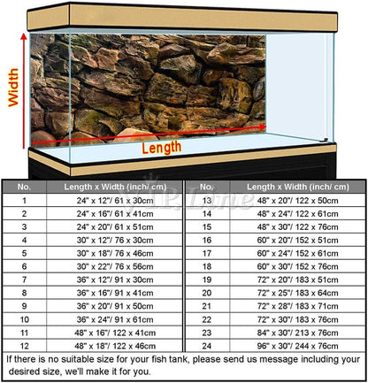 Rock Wall Aquarium Background Poster PVC Fish Tank Decor Landscape 24 36 48 72 (72" x 30"/ 183 x