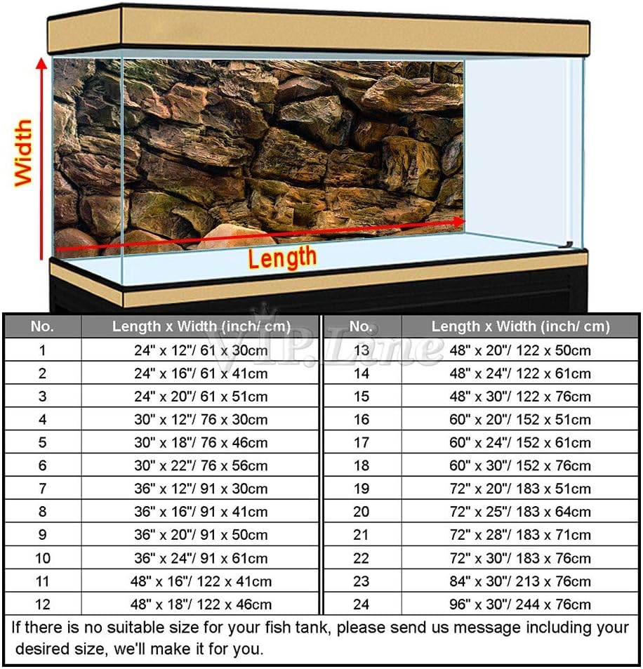 Rock Wall Aquarium Background Poster PVC Fish Tank Decor Landscape 24 36 48 72 (60" x 24"/ 152 x