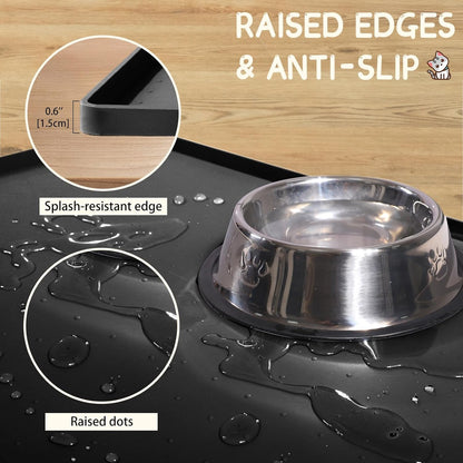 MateeyLife Silicone Cat & Dog Food Mat for Floors Waterproof, Anti-Slip Dog Bowl Mats for Food and
