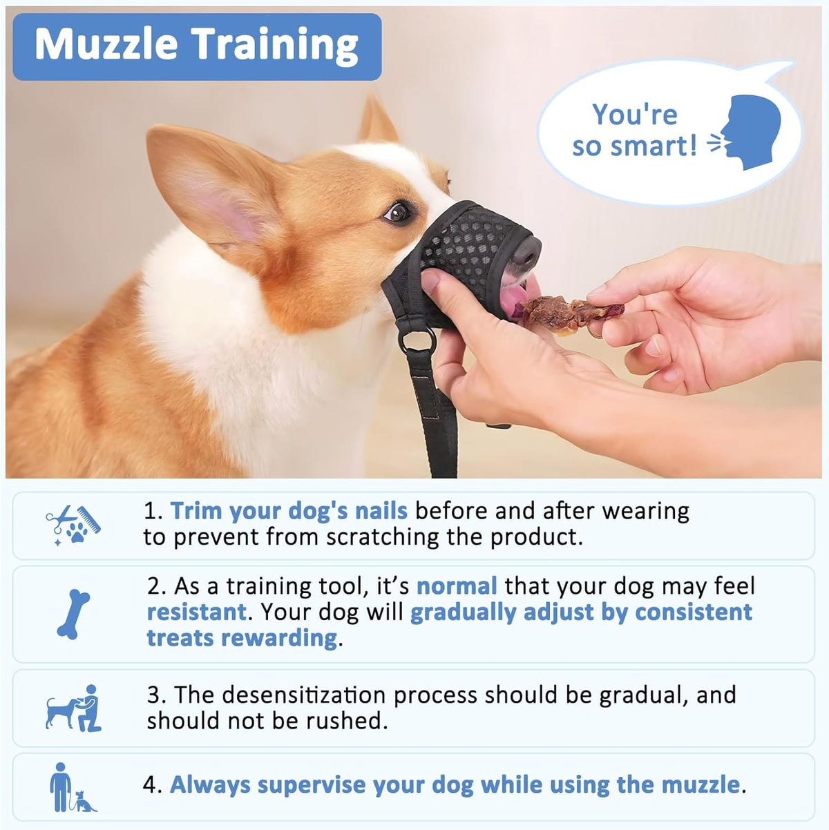 LUCKYPAW Dog Muzzle, Soft Muzzles for Large Medium Small Dogs to Prevent Biting Chewing with Ring