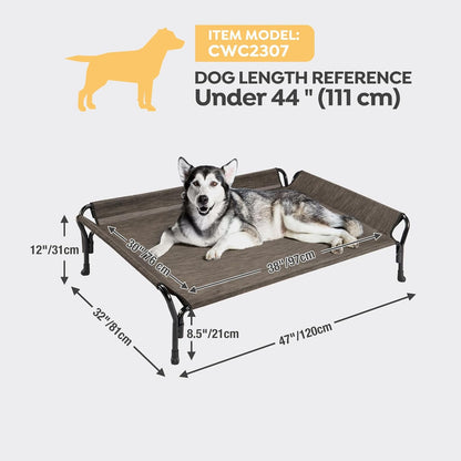 Veehoo Cooling Elevated Dog Bed, Raised Pet Cot with Guardrail & Slope Headrest, Durable Breathable
