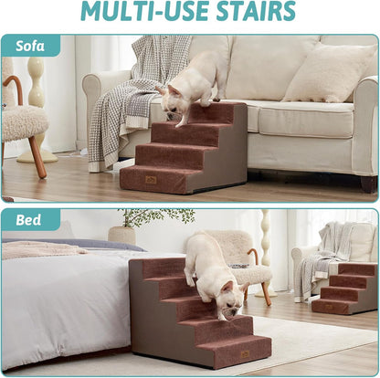 Dog Stairs for Small Dogs, 5 Tier Wider Pet Stairs for High Beds, 23.6" H Non-Slip Dog Steps for
