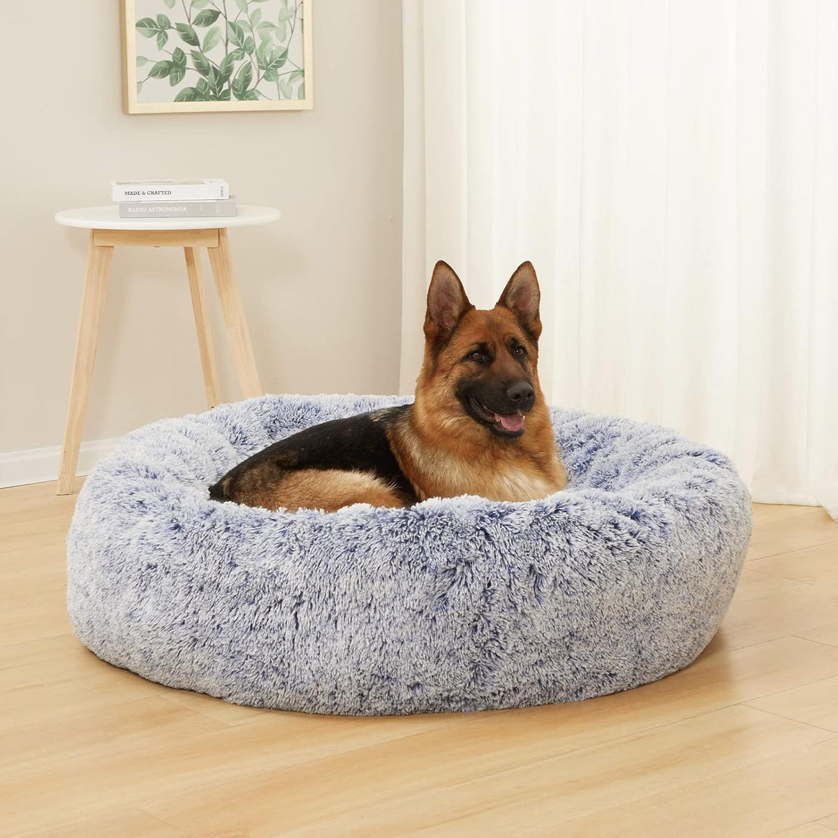 Bedfolks Calming Donut Dog Bed - 45 Inch Round Plush Dog Bed, Anti-Anxiety, Washable & Non-Slip