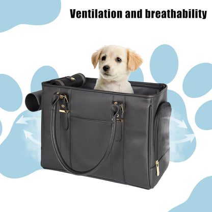 Fashion Pet Carrier Dog Purse Cat Bag Soft-Sided Carriers Travel Airline Approved, Stylish Leather