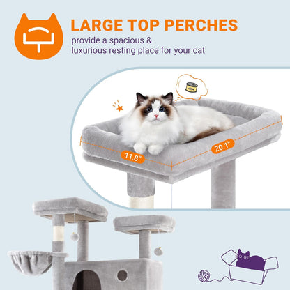 Allewie 81 Inches Tall Cat Tree/Multi-Level Large Climbing Tree House and Towers for Big