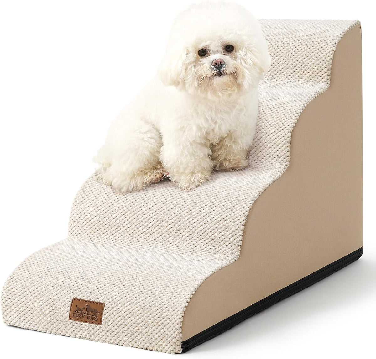 Dog Stairs for Small Dogs 19.7" H, Curved Dog Step for Puppy, Older or Cat, Medium Pet Ramp for