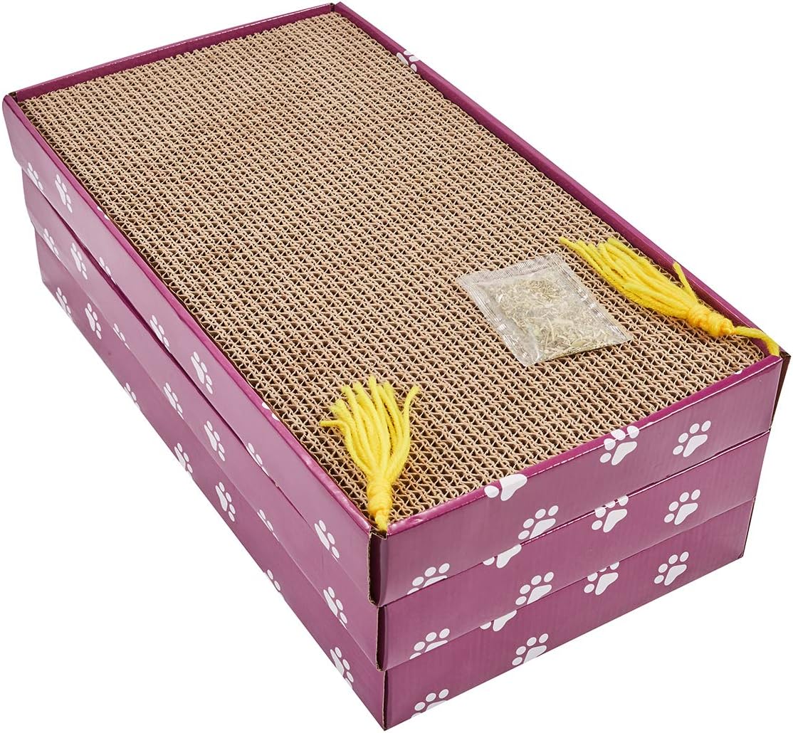 PEEKAB Cat Scratcher Cardboard Wide Scratching Board Reversible Corrugate Cat Scratch Pad with Box