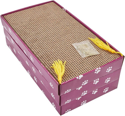 PEEKAB Cat Scratcher Cardboard Wide Scratching Board Reversible Corrugate Cat Scratch Pad with Box