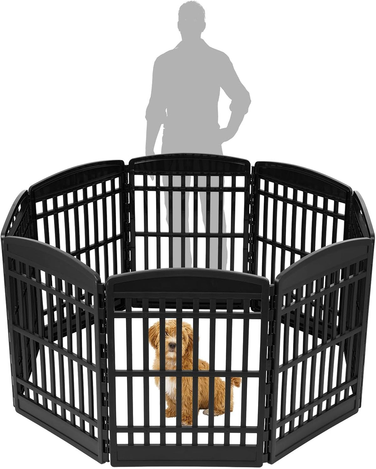 IRIS USA 34" 8-Panel Dog Playpen, 63 x 63 x 35, Puppy Fence, Puppy Playpen, Dog Play Pen Indoors