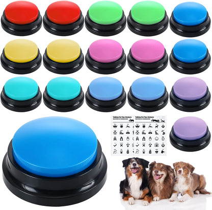 Jerify 16 Pieces Dog Buttons for Communication Voice Recordable Cat Dog Talking Buzzers Set with