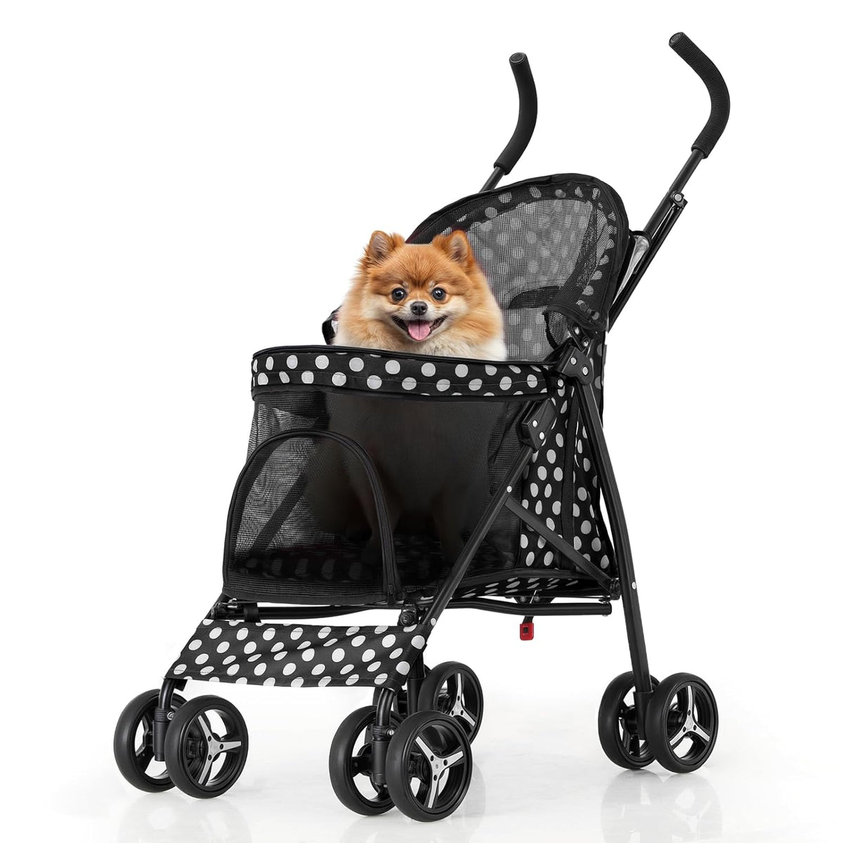 MoNiBloom 4 Wheels Pet Stroller, Easy-Fold Umbrella Shaped Dog Cat Jogger Stroller w/Storage Bag &