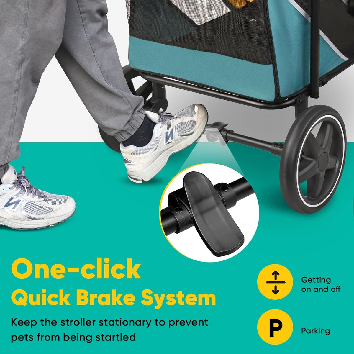 Petbobi Dog Stroller for Medium Dogs - Easy Fold Dual Entry Pet Stroller with One-Foot Brake, All