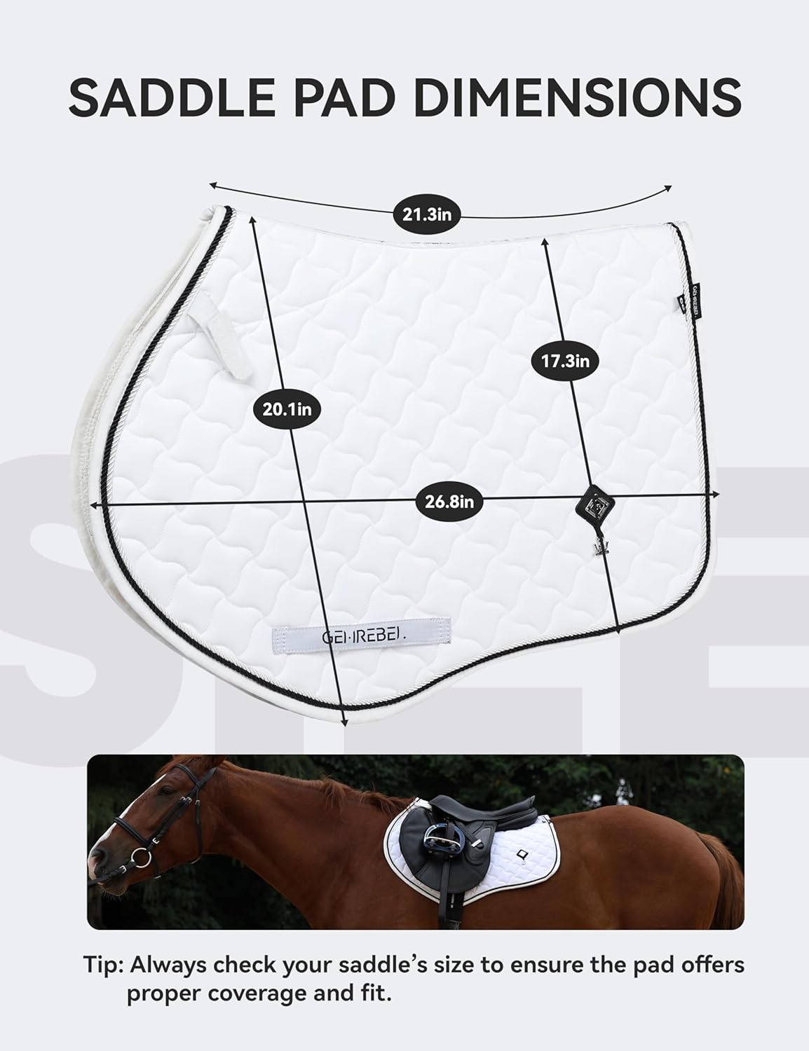 Close Contact Non-Slip Design Horse Riding Pad Moisture-Wicking Shock Absorbing English Saddle Pad
