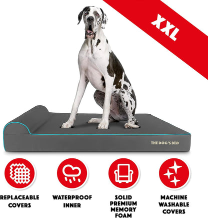 The Dog’s Bed Orthopedic Headrest Dog Bed XXL Grey/Blue 54x36, Memory Foam, Pain Relief for