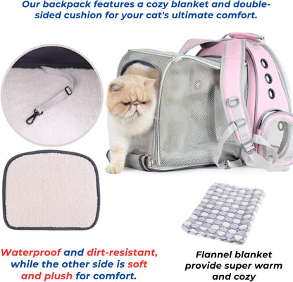 Lollimeow Cat Carrier Backpack, Bubble Expandable Backpack Carrier, Pets and Small