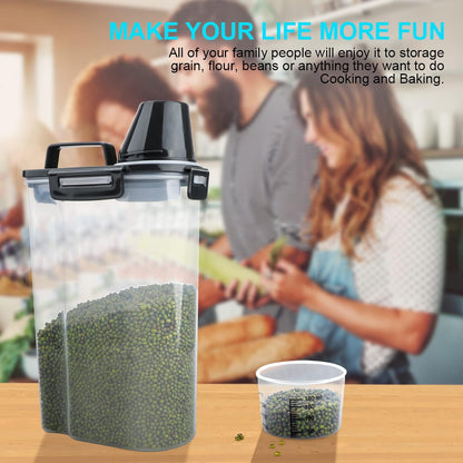 Rice Airtight Dry Food Storage Containers, BPA Free Plastic Storage Bin Dispenser with Pourable