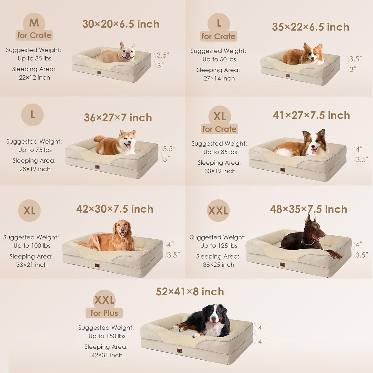 EHEYCIGA Memory Foam XXL Dog Bed for XLarge Sized, Extra Large Orthopedic Dog Sofa with Sides and