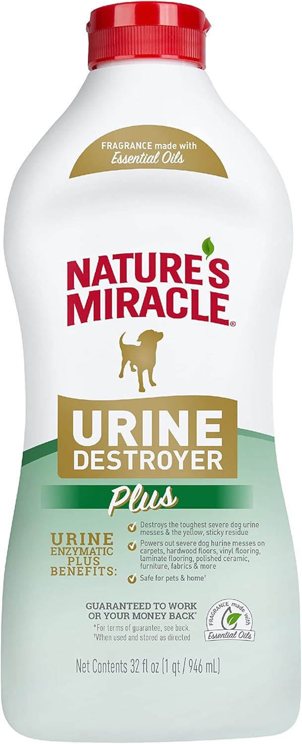 Nature's Miracle Urine Destroyer Plus for Dogs, Enzymatic Formula for Severe Dog Urine Stains, 32