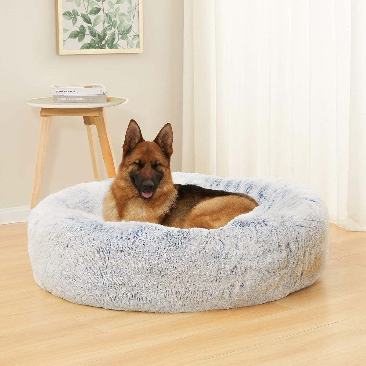 Bedfolks Calming Donut Dog Bed - 45 Inches Round, Plush for Extra Large Dogs, Anti-Anxiety