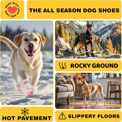 Hcpet Dog Shoes, Dog Boots & Paw Protectors for Winter Snowy Days, Rainy Weather, Outdoor Anti-Slip