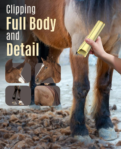 oneisall Cordless Horse Clippers,Low Noise 2 Speed Grooming Clippers,Horse Trimmer Shaver Kit for