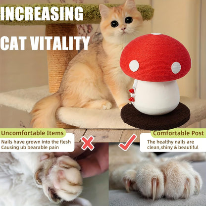 Mushroom Cat Scratcher, Cute Cat Scratching Post, Durable Sisal Rope Cat Scratching Board, Kitten