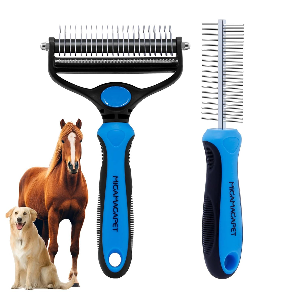 2-in-1 Shedding Brush and Detangling Comb Combo,Stripping Brush for Medium and Large Dogs, Dog and